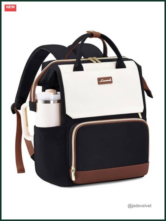 Laptop Backpack for Women with Giant Tumbler Holder, 15.6 inch Travel Work
